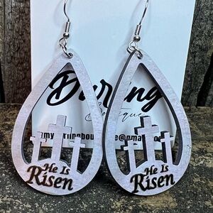 He Is Risen Teardrop Earrings